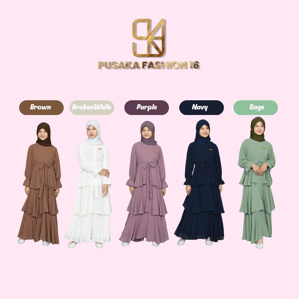 paket hemat elsa gamis anak perempuan remaja tanggung burgundy ceruty babydoll kekinian long dress m