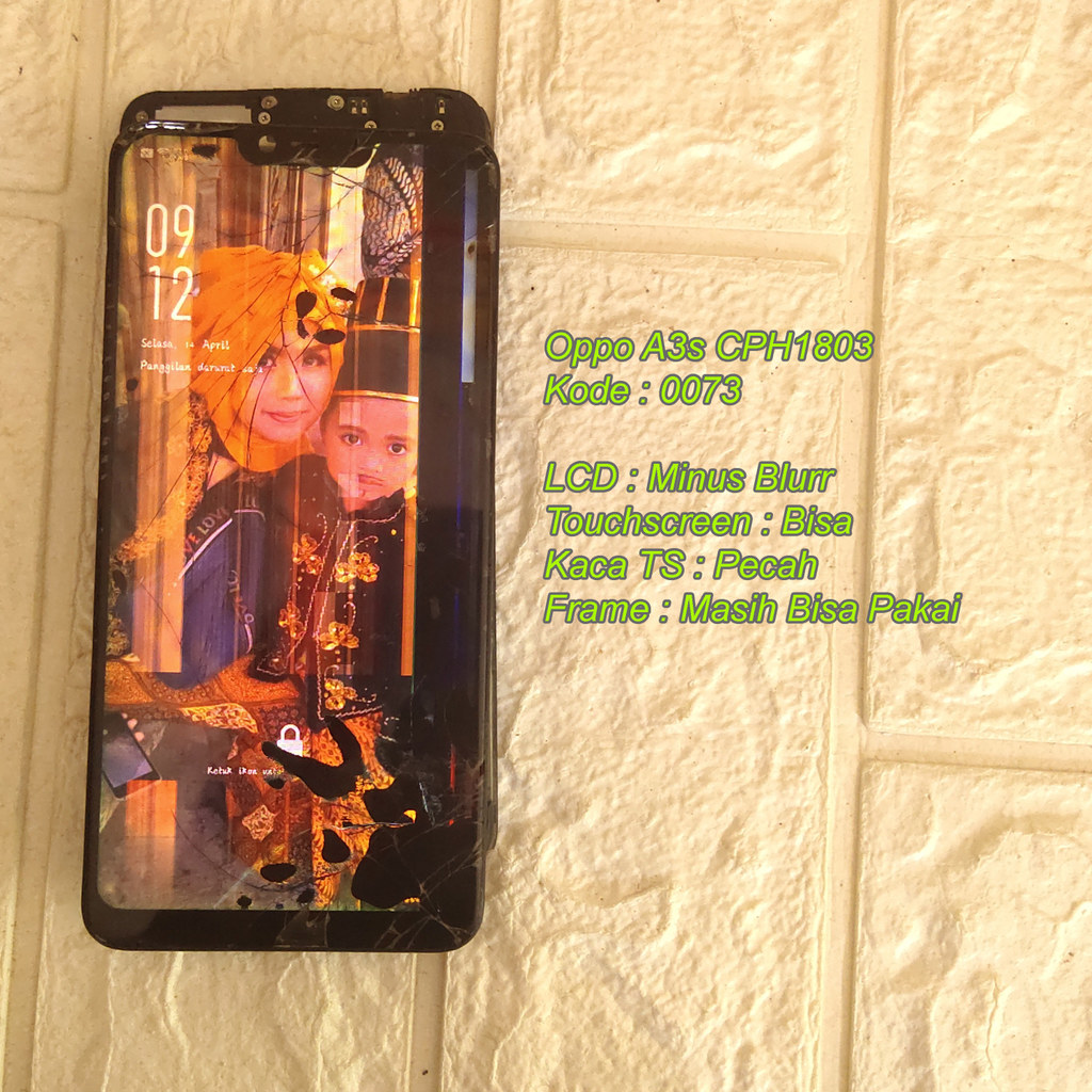 (0073) Oppo A3s CPH1803 LCD Plus Frame Copotan