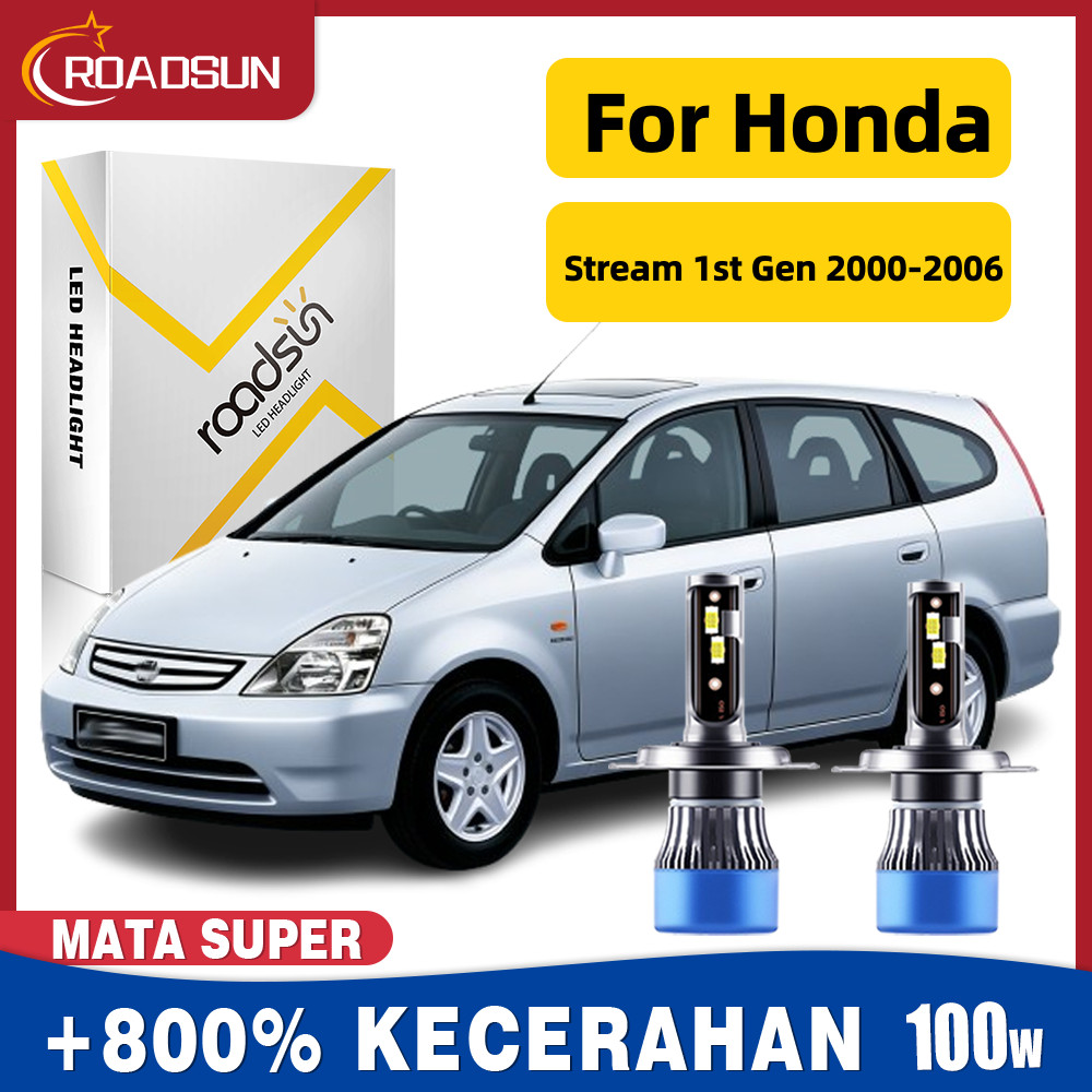 Cocok untuk Honda Stream 1st Gen 2000-2006 Led Lampu Depan Mobil Bohlam Hi/Lo Beam Super Terang 100W