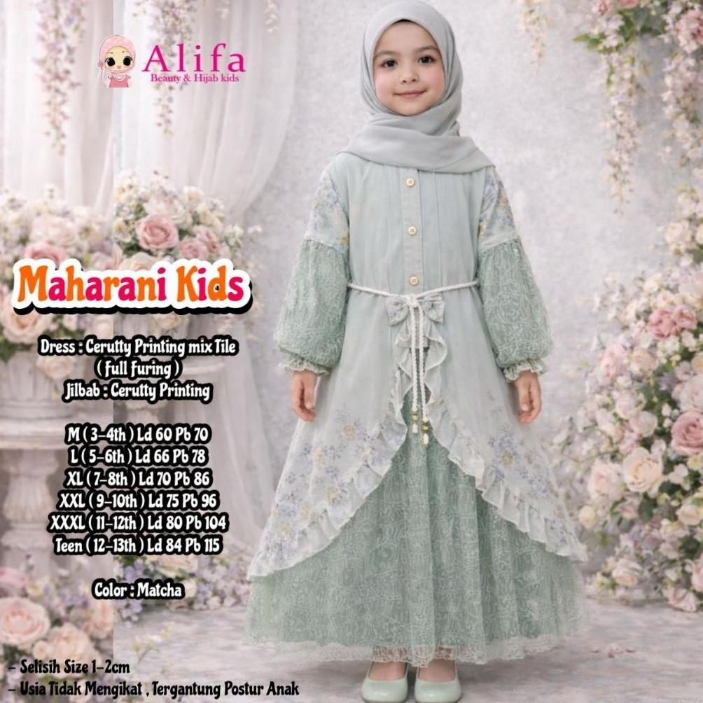 paket hemat alifa kids maharani kids gamis anak bini orang ceruty brukat cantili free jilbab binor b