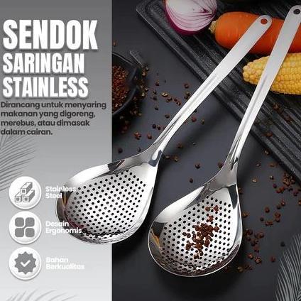 AONI Saringan lada rumah tangga stainless steel sendok mie dapur artefak sendok mie pangsit tiriskan