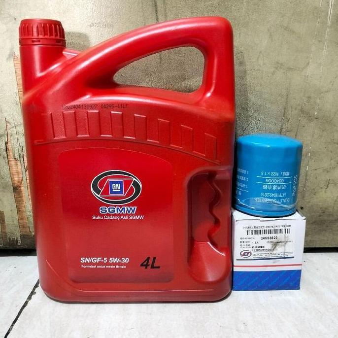 Murah Oli Mesin Mobil Wuling Sgmw Sae 5W-30 Original Wuling Kemasan 4 Liter + Filter Oli Wuling Alma