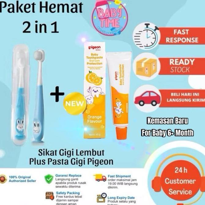 VENOMDAKAR7 - PAKET SIKAT PASTA GIGI PIGEON BAYI DAN SIKAT GIGI 2IN1