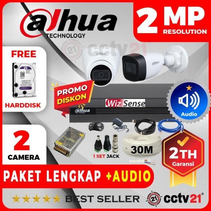 TERLARIS PAKET CCTV DAHUA AUDIO SUARA 2MP 2 CHANNEL KAMERA 2CH LENGKAP