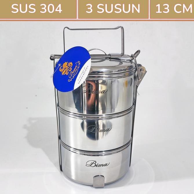 HARGA DISC - Rantang BIMA 3 Susun 13 CM Stainless Steel SUS 304