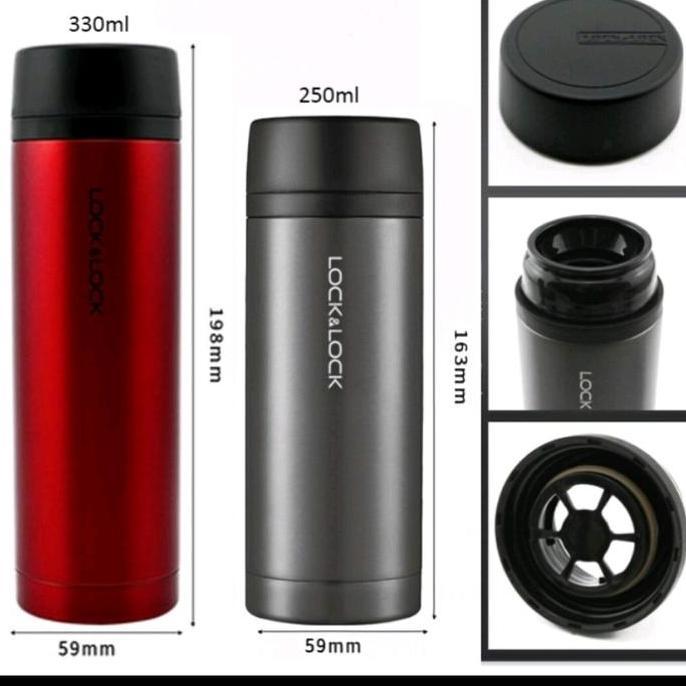 Pass- Lock N Lock Compact Tumbler 250Ml Black Botol Minum Termos Lhc4133 - M