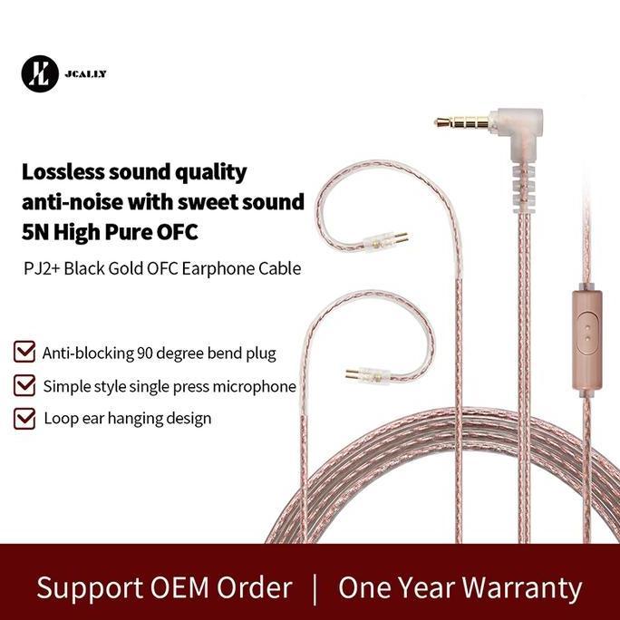 JCALLY PJ2 5N OFC Black Earphone kabel with MIC
