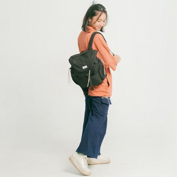 New Evroa Nancy Medium Backpack - Black canvas | Tas Mini Ransel Ipad, Notebook 12 inch | Backpack W