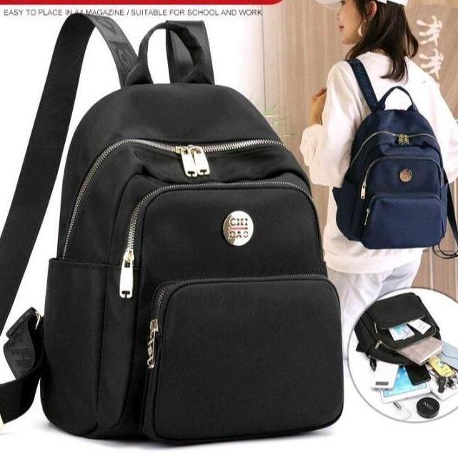 New Tas Ransel Chibao 3086 Polos Canvas Wanita Backpack Trendy Terbaru