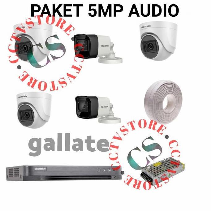 TERLARIS PAKET CCTV 8 CH 5 KAMERA 5MP AUDIO HIKVISION PAKET AUDIO HIKVISION 8CH
