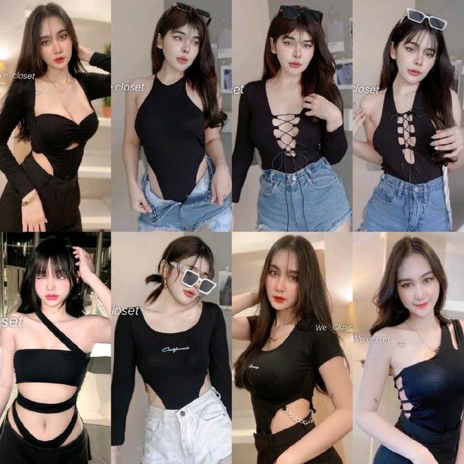 Bodysuit Atasan Sexy Lengan Panjang/pendek Wanita Bangkok