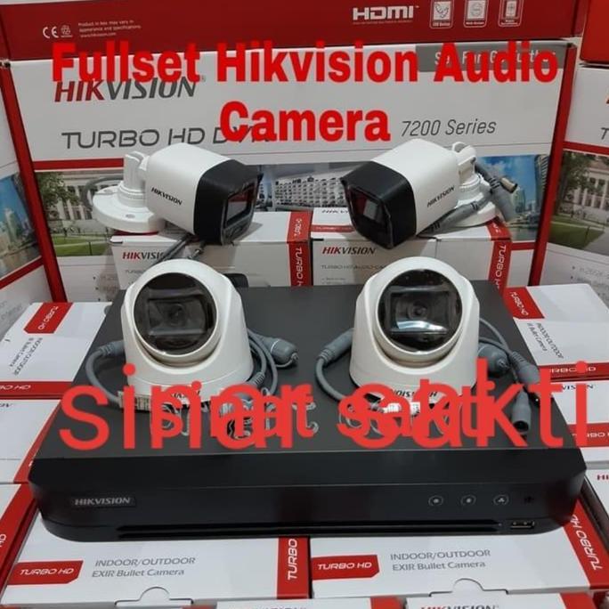 TERLARIS PAKET CAMERA CCTV HIKVISION 2MP 4CH 4 CAMERA INCLUDE AUDIO/MIC CCTV