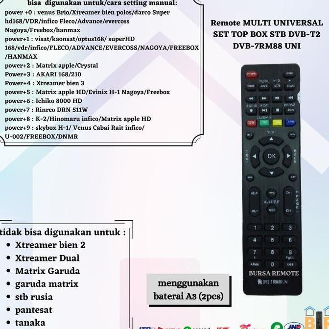 Remote SET TOP BOX STB DVB-T2 Matrix Evenix Supper Xtreamer Rinrei dll