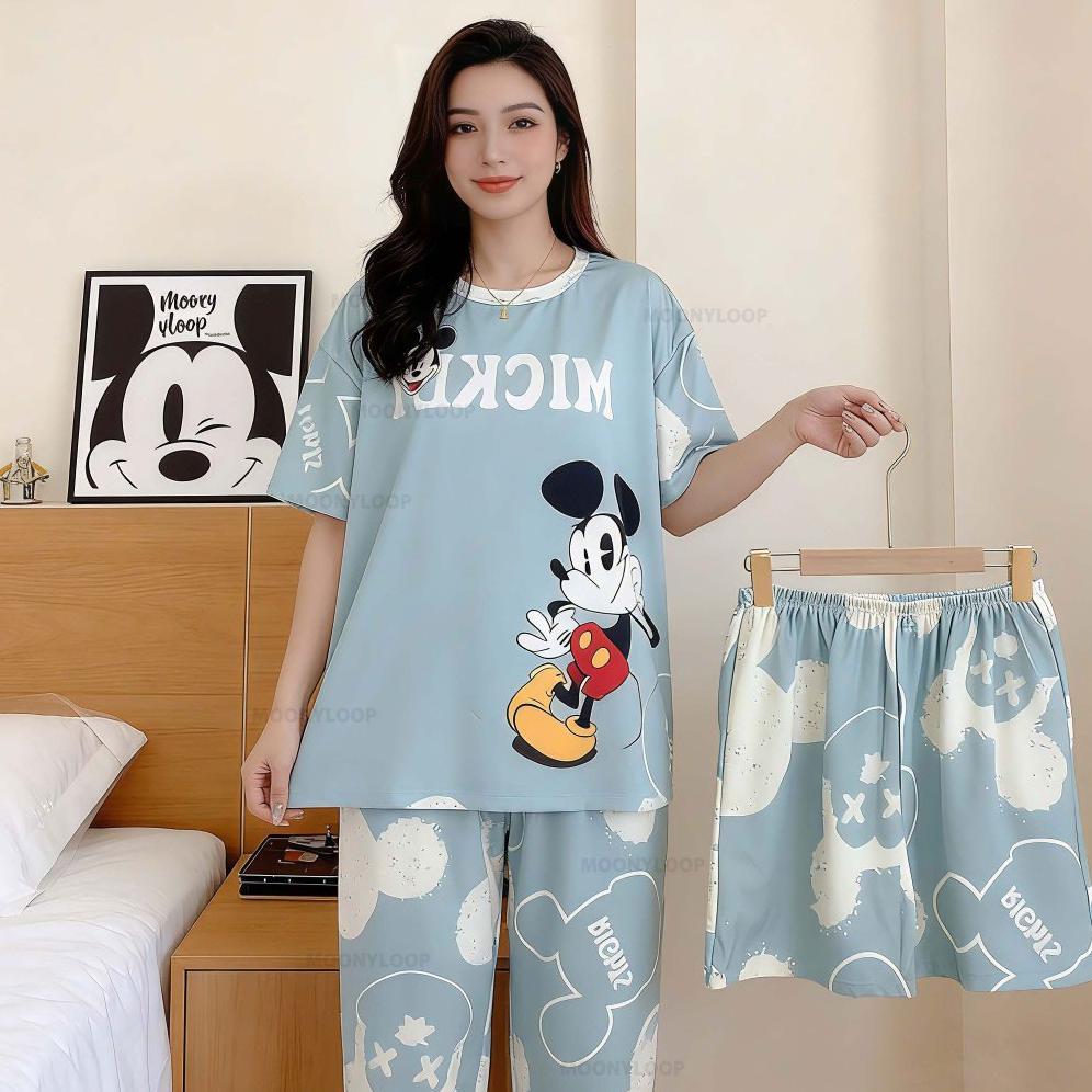 hot 2026 5xl set baju tidur wanita dewasa oversize piyama kaos celana panjang & pendek setelan baju 