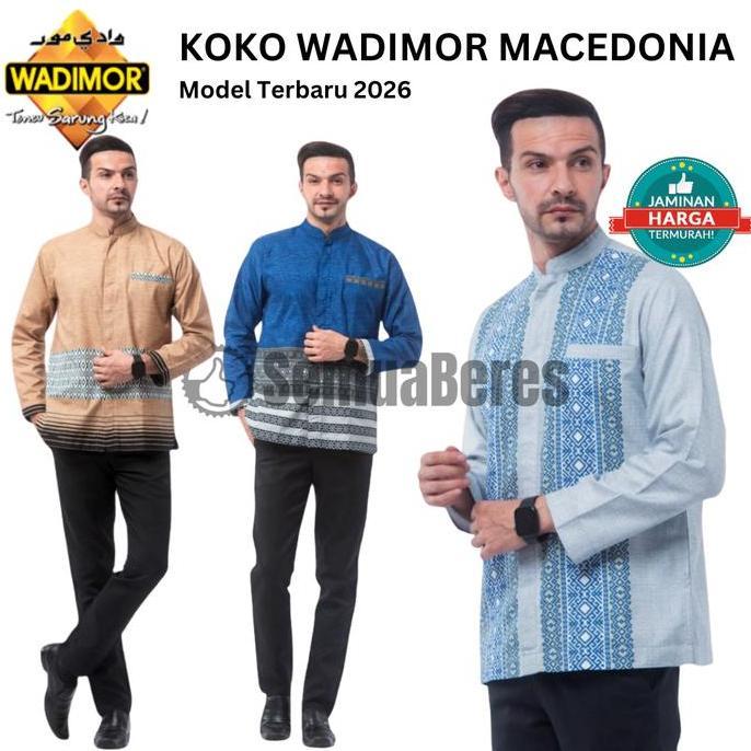 Baju Koko WADIMOR 2026 Tangan Lengan Panjang - Busana Musli Pria Hitam Putih Abu
