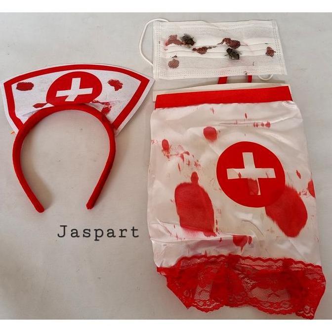 TERLARIS KOSTUM BANDO MASKER SUSTER SET HALLOWEEN PARTY COSPLAY HANTU SUSTER