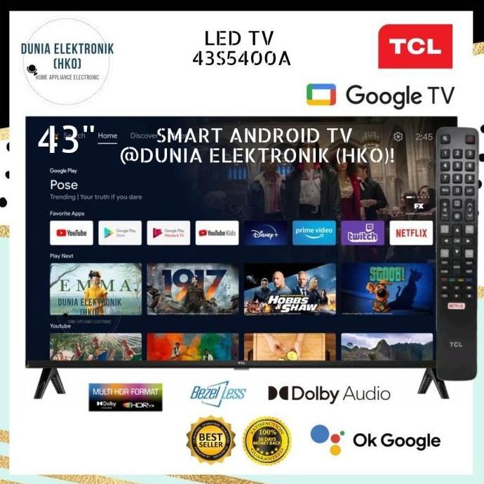 Promo Tcl 43S5400A 43 Inch | Android Tv 43 Inch Fhd Bezel Less Tcl 43S5400A | Tv Tcl 43 Inch