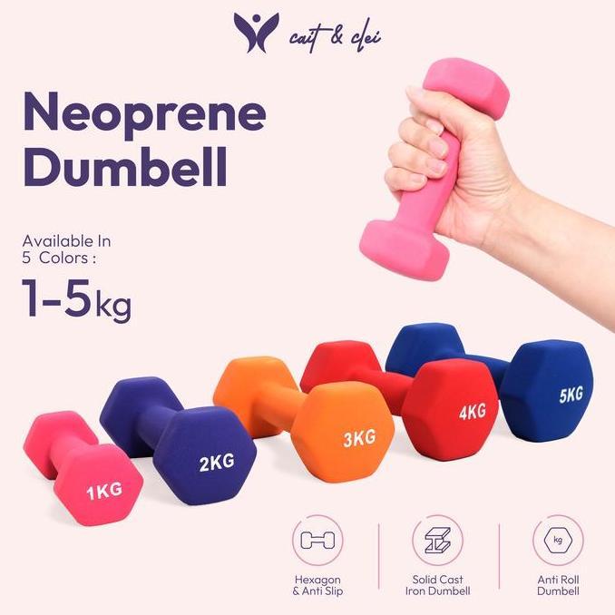 OVANDAKISELLER - CAIT & CLEI  NEOPRENE DUMBELL | BARBEL NEOPRENE GYM & FITNESS | 1 2 3 4 5 KG | DUMB