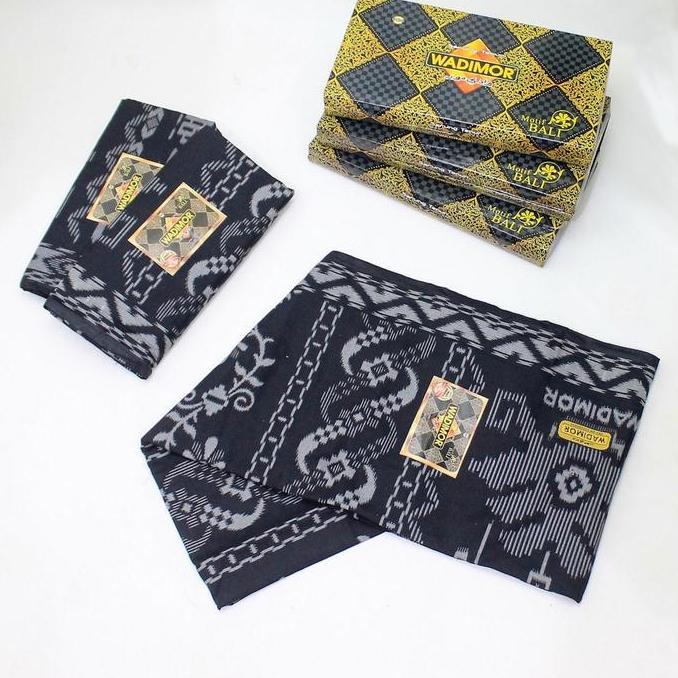 Kain Sarung Wadimor Muslim Dewasa Motif Batik Bunga Bali Tenun Katun Special Hitam BLACK Santri Peka