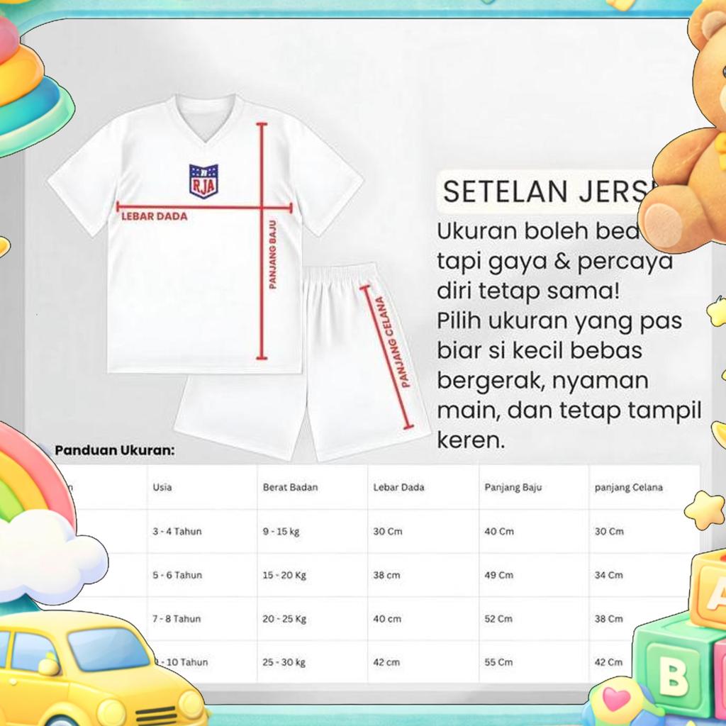 Setelan Jersey Anak One Piece Luffy Merah Putih Premium | Jersey Anak Laki-Laki Motif Luffy One Piec