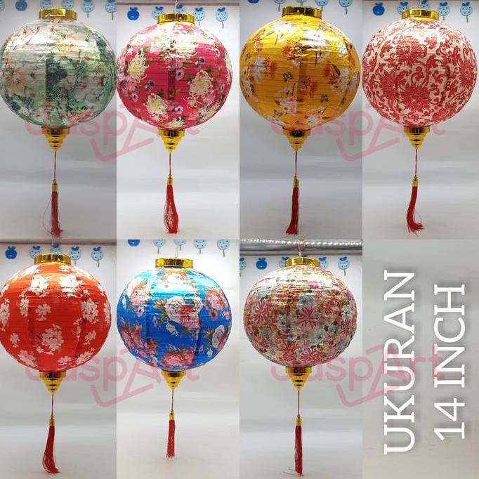 TERLARIS LAMPION IMLEK LAMPION BULAT MOTIF BUNGA BAHAN SATIN PREMIUM DEKORASI IMLEK SANGJIT