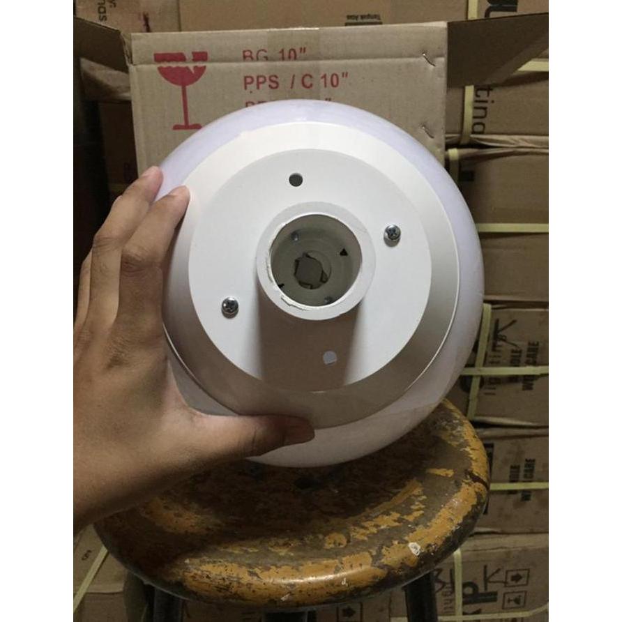 Lampu Taman 10 Mika Plastik Bulat Putih Susu Genlite No Dlx No Kaca