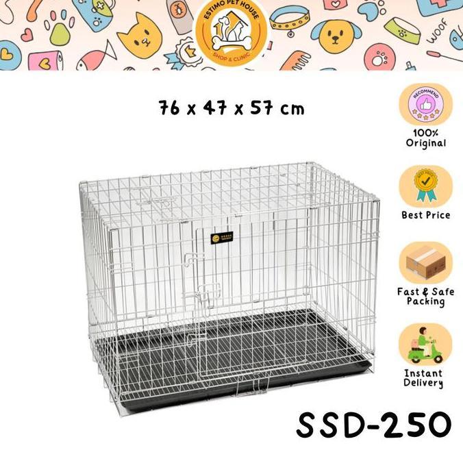 TERBARU - Kandang Anjing Kucing Stainless Steel OCTAGON SSD-250 Kandang Lipat Anti Karat dan Tahan L