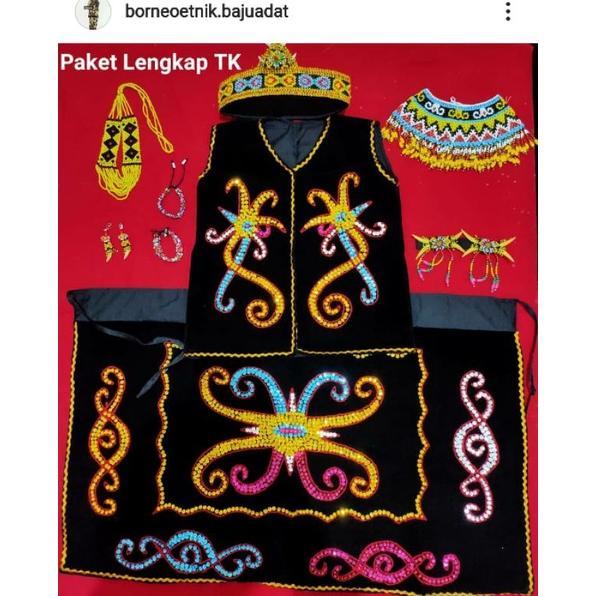 Best Seller 1 Set Kostum Dayak Anak Anak Kecil Cewek Perempuan Baju Dayak Adat Tradisional Baju Daya