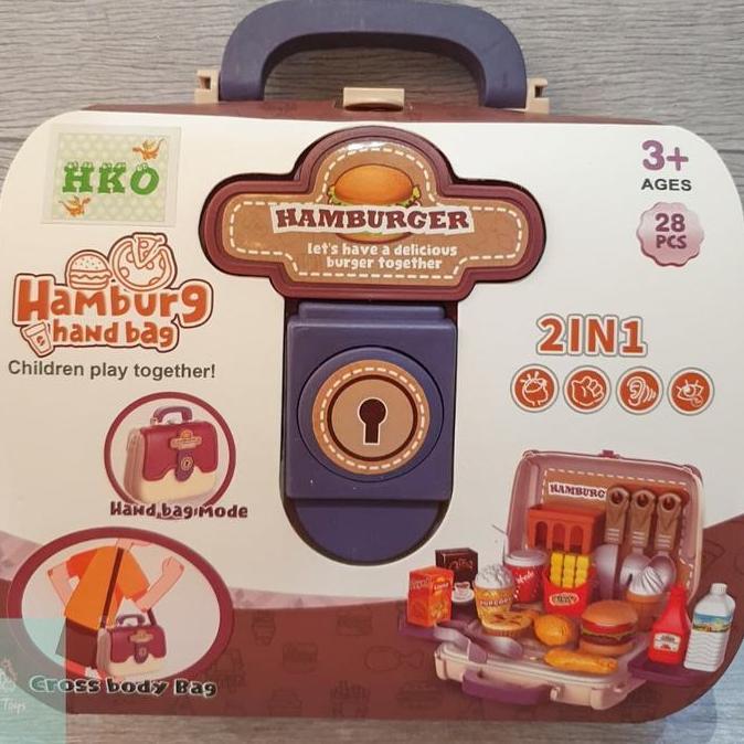NEW MAINAN ANAK TAS MAKANAN SET HAMBURG HANDBAG TAS FAST FOOD BURGER 8772 ORI