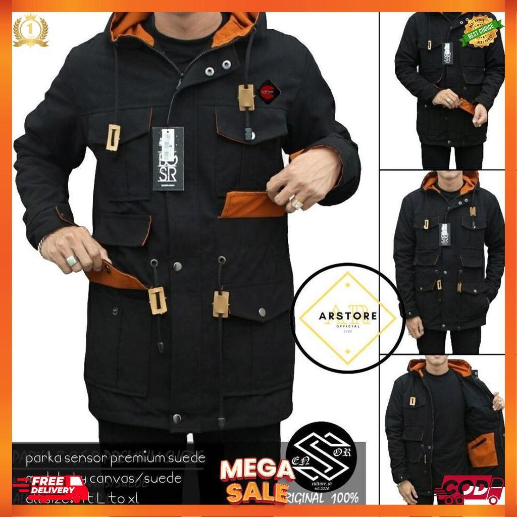 JAKET PARKA SUEDE MAT CANVAS TEBAL ORIGINAL SENSOR / JAKET PARKA / JAKET PARKA PRIA PREMIUM [J3]
