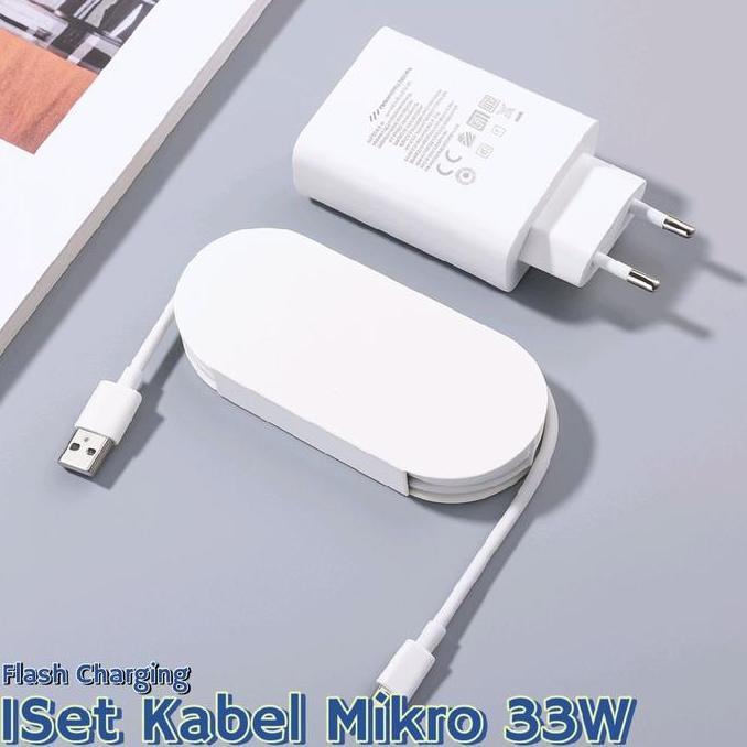 ruzztree - charger for vivo 30w-33w flash charging 1set kabel mikro/typec adaptor kabel white adapte