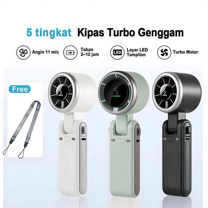 MAQSIC Kipas Angin Portable Turbo Mini, Kipas Lipat Bisa Dileher, High Speed Kencang & Hemat Listrik