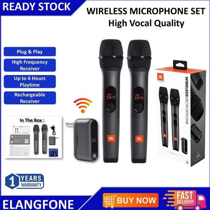 JBL Microphone Wireless 2 Mic Profesional Mic Karaoke With Receiver