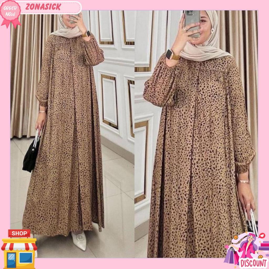 Atiya Dress - Gamis Rayon Kombinasi - Gamis Rayon Motif Salur Produk Populer