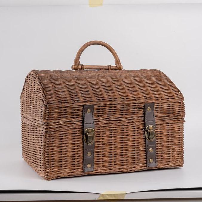 NEW KERANJANG ROTAN TUTUP SERBAGUNA / GIFT BASKET - KULIT SINTENTIS ORI