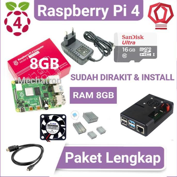 Raspberry Pi 4 model B 8GB Paket Lengkap Siap Pakai UK Pi4 8 GB