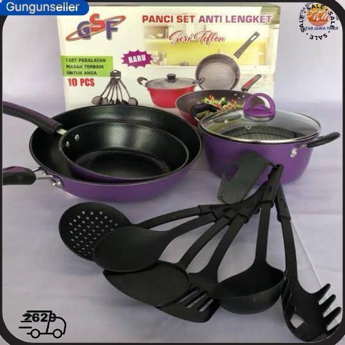 Panci Set Gsf G-2629 / Panci Set Spatula Gsf 2629 / Panci Set Seri Teflon Spatula 10Pcs Gsf 2629 / P