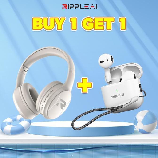hadiojaya_ - bundle ripple rippods bluetooth headphones rhb a011 noise cancelling high quality heavy