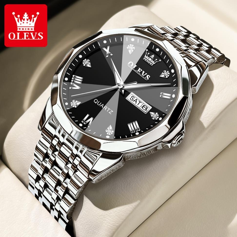 OLEVS Jam Tangan Pria Anti Air Original Stainless Steel Luminous Men Watch Analog Model 9931