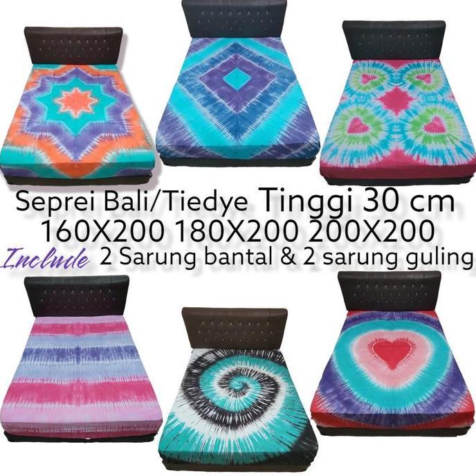 TERLARIS SPREI BALI TINGGI 30 CM UKURAN 120X200 160X200 180X200 200X200 INCLUDE 2 SARUNG BANTAL & 2 