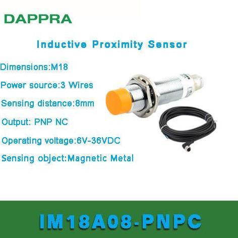 Sale M18 8Mm Pnp Nc Dc Connector Type Inductive Proximity Sensor Oc02