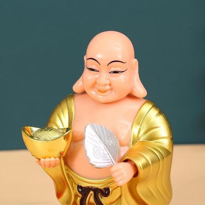 Promo Pajangan Dashboard Mobil Dewa Uang Rejeki/Budha/Ganesha/Kwan Im-Hiasan Solar Power Premium Dis