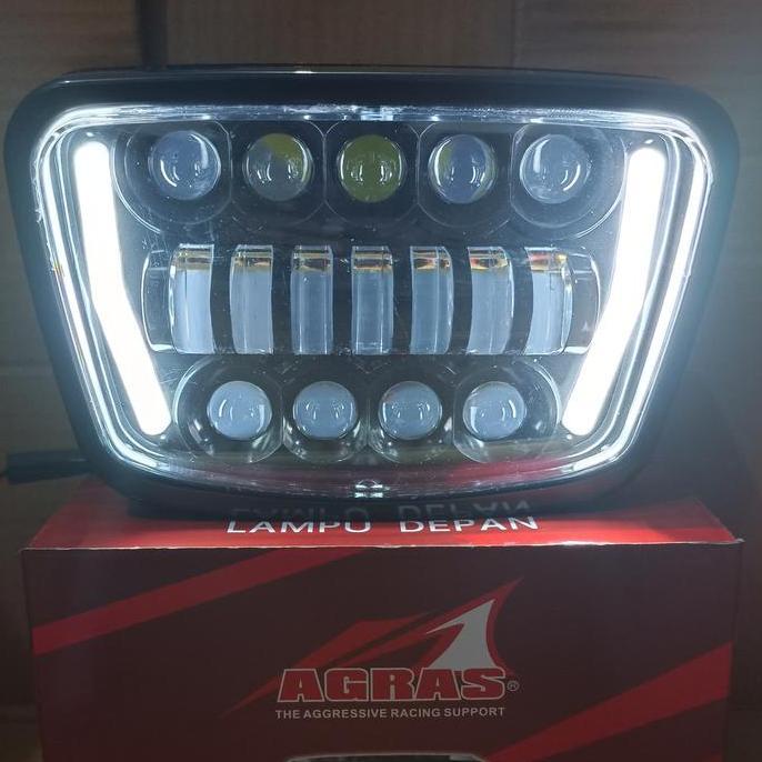 Promo LAMPU DEPAN RX KING NEW OVAL REFLEKTOR HEAD LAMP DEPAN 16 LED KOTAK RX-KING NEW AGRAS SUPER TE