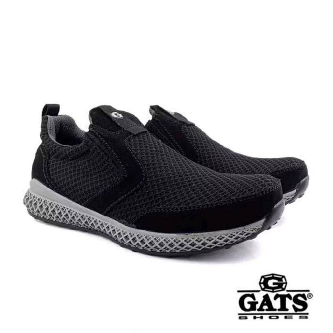 GATS / Sepatu Slip On Casual Gats RN 1002 Hitam Original Shoes Kerja Flat