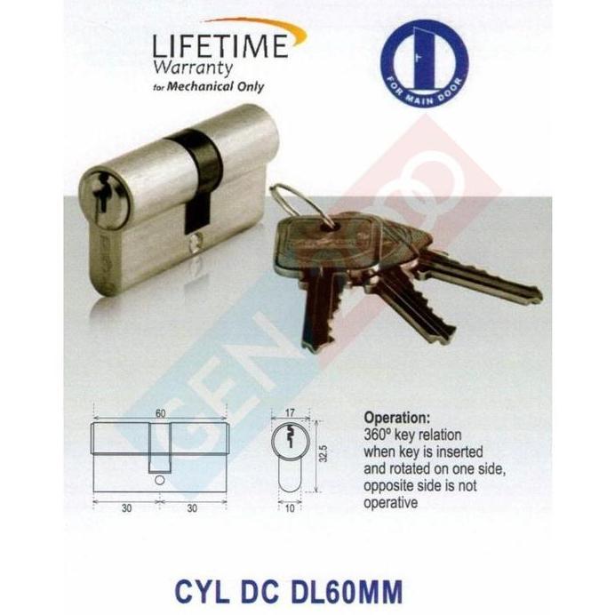 Cylinder Dekkson DC DL 60 MM Kunci Silinder DC DL 2 kunci Dekson