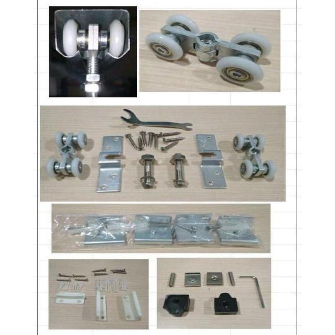 Set Roda Sliding Pintu Geser 180 Cm Sliding Rail Pintu Kayu Aluminium