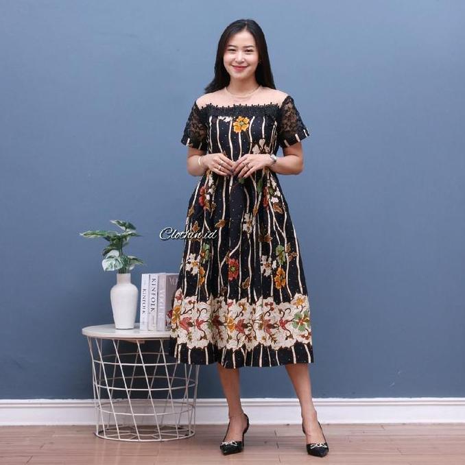 Dahlia_prose - Luna dress - dress batik modern - dress batik kondangan - dress batik kekinian Karet 