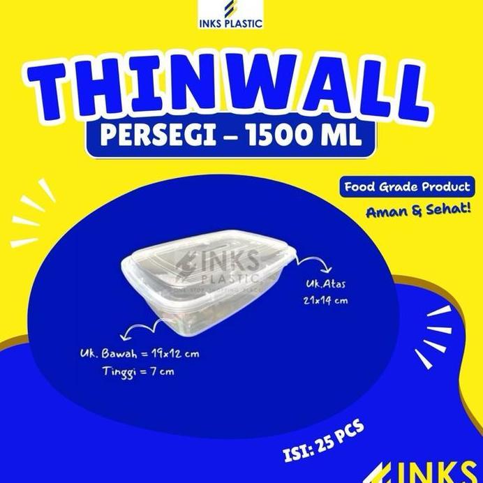 THINWALL 1500 ML PERSEGI PANJANG RECTANGLE (25 PCS)