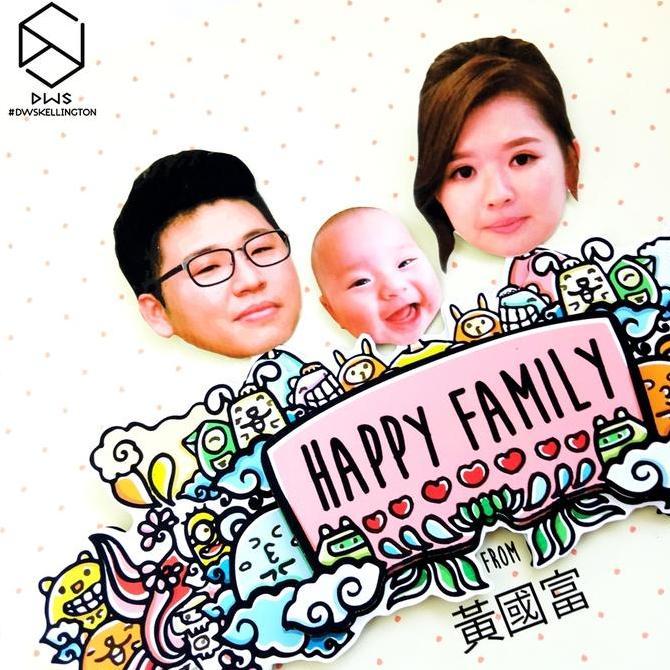 Souvenir Family Frame Pigura Doodle Art