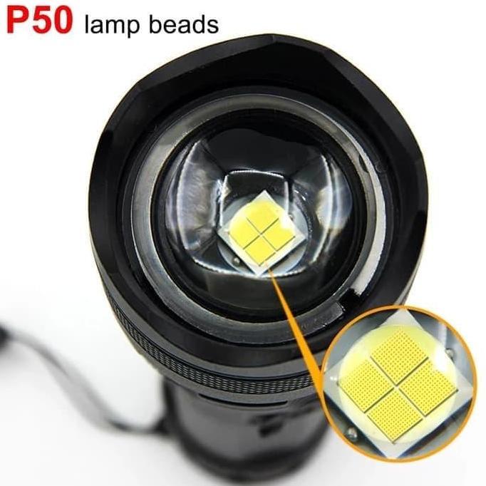Senter Led Xhp50 + Usb Charger / Terang 3X Police Swat / Super Terang
